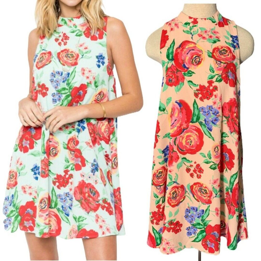 Everly mockneck floral mini dress